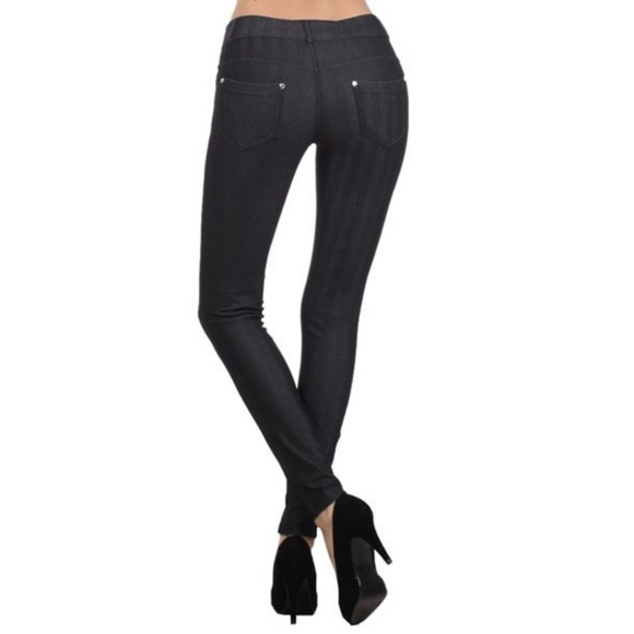 Women's Soft Stretchy Herringbone Skinny Jeggings - Picture 3 of 6